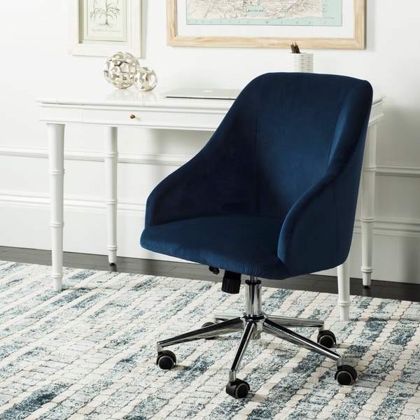 Safavieh Adrienne Velvet Chrome Leg Swivel Office Chair - 24" x 21.6" x 34.5"