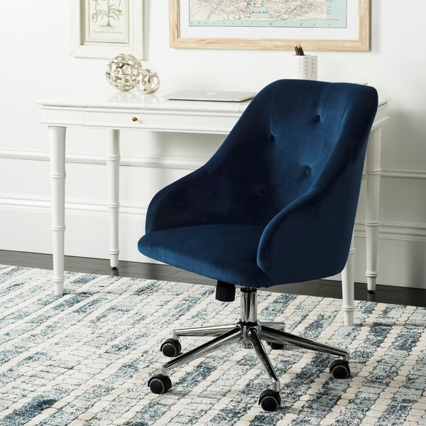 Safavieh Evelynn Tufted Velvet Chrome Leg Swivel Office Chair