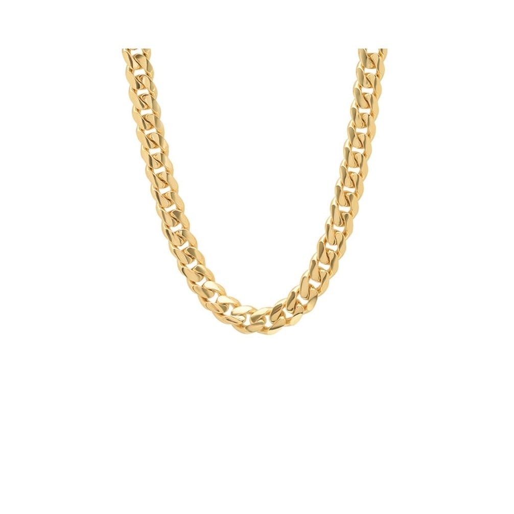 18K Gold Flashed Sterling Silver Italian 2mm Miami Cuban Curb Link Chain Necklace 18-30