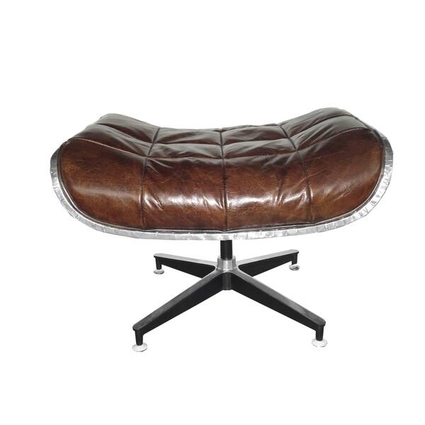 Shop Black Friday Deals On Vintage Industrial Leather Upholstered Footstool Ottoman Overstock 19469704