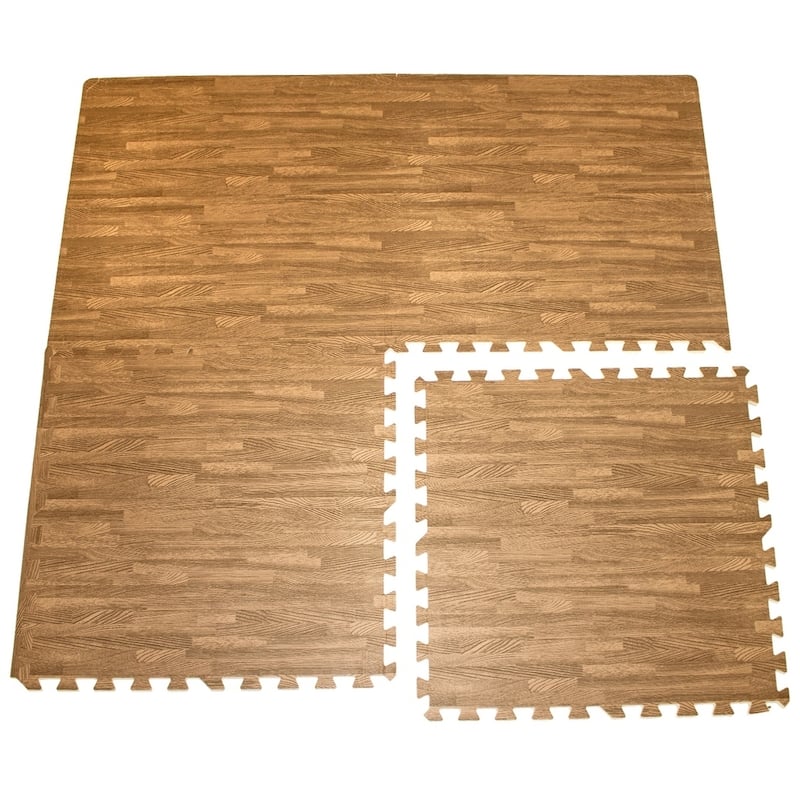 Sorbus Interlocking Floor Mat - Wood Grain Print