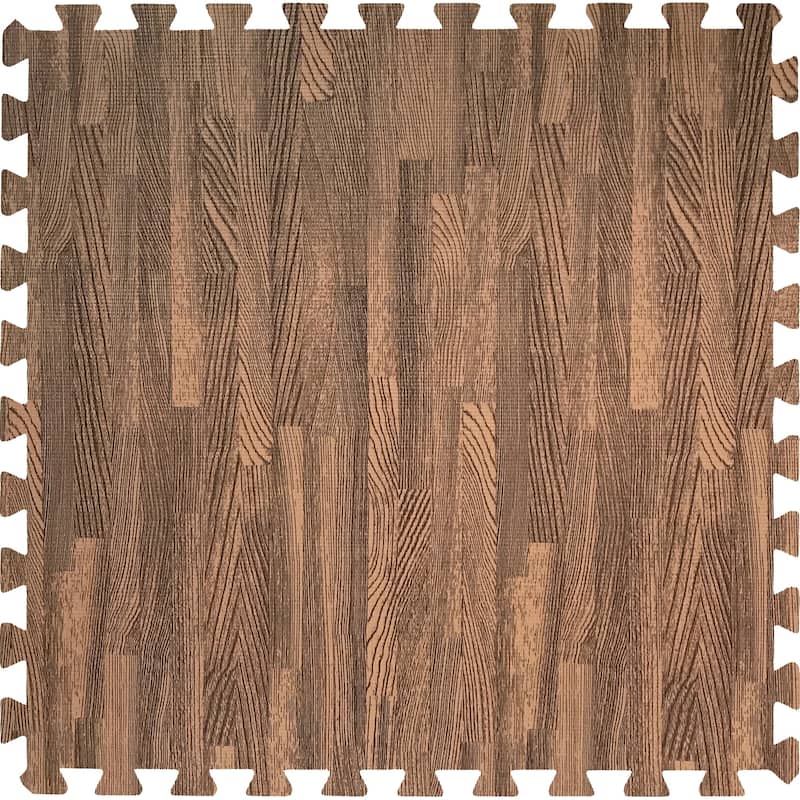 Sorbus Interlocking Floor Mat - Wood Grain Print