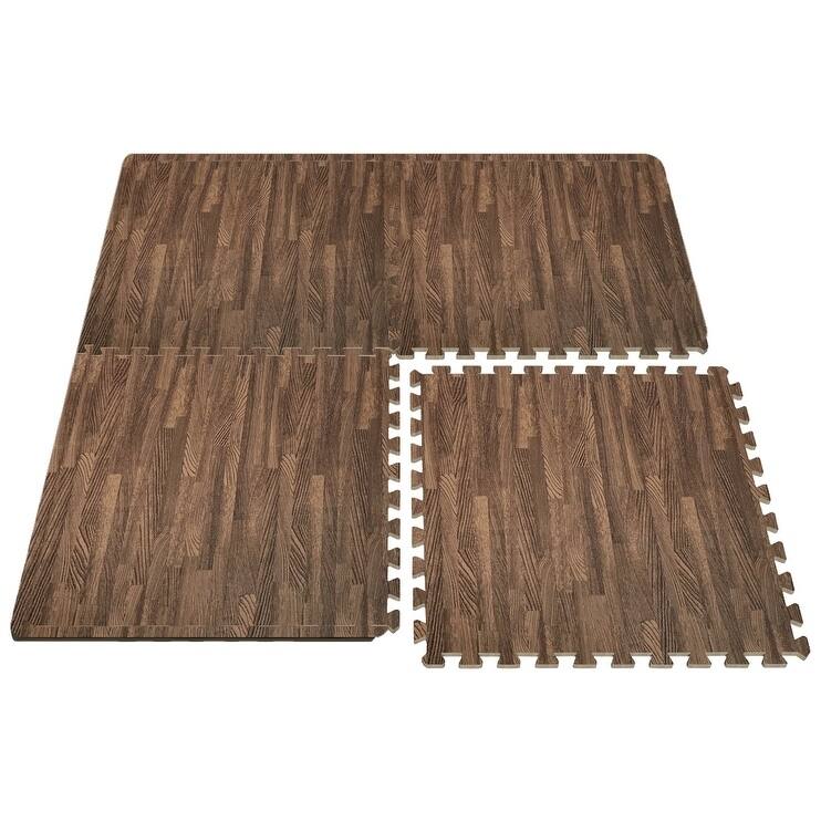 Sorbus Interlocking Floor Mat - Wood Grain Print