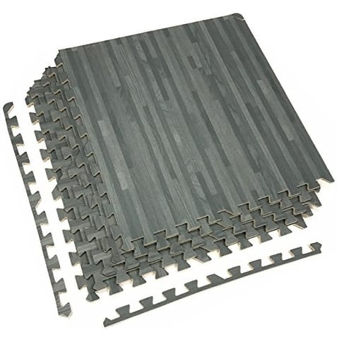 Sorbus Interlocking Floor Mat - Wood Grain Print