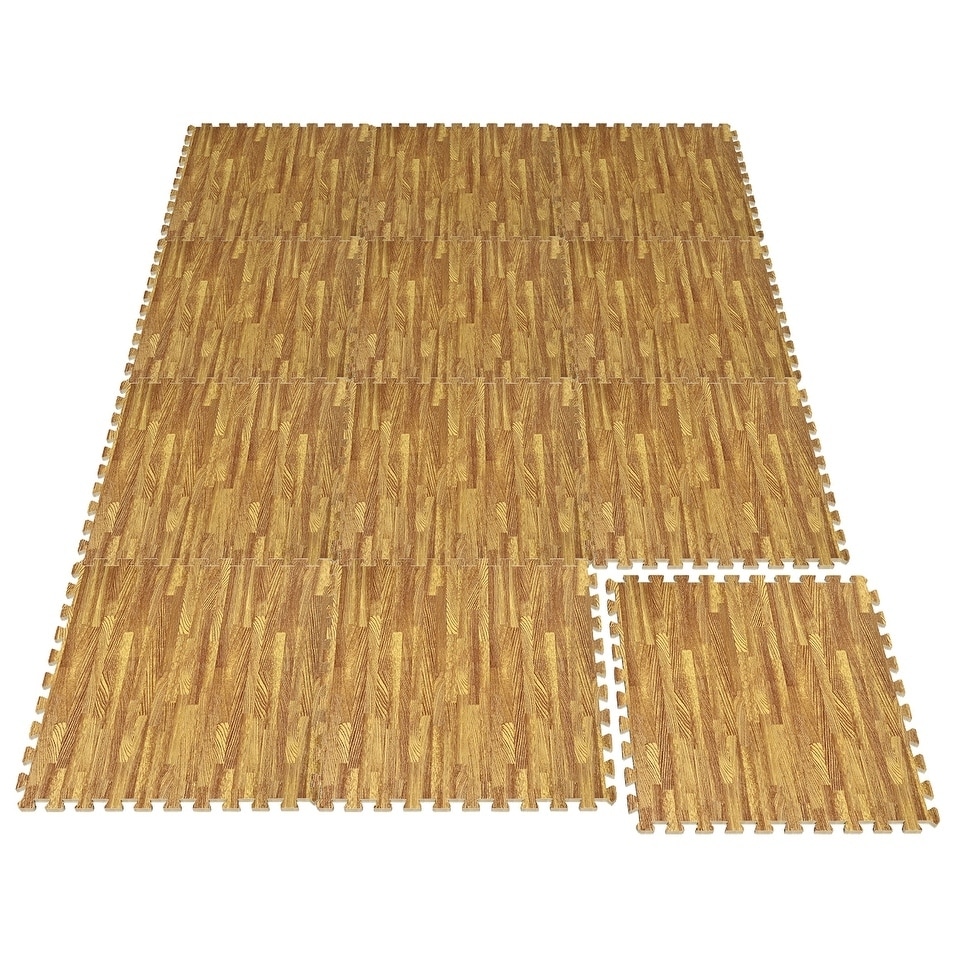 Sorbus Interlocking Floor Mat Cherry Wood Grain Print 