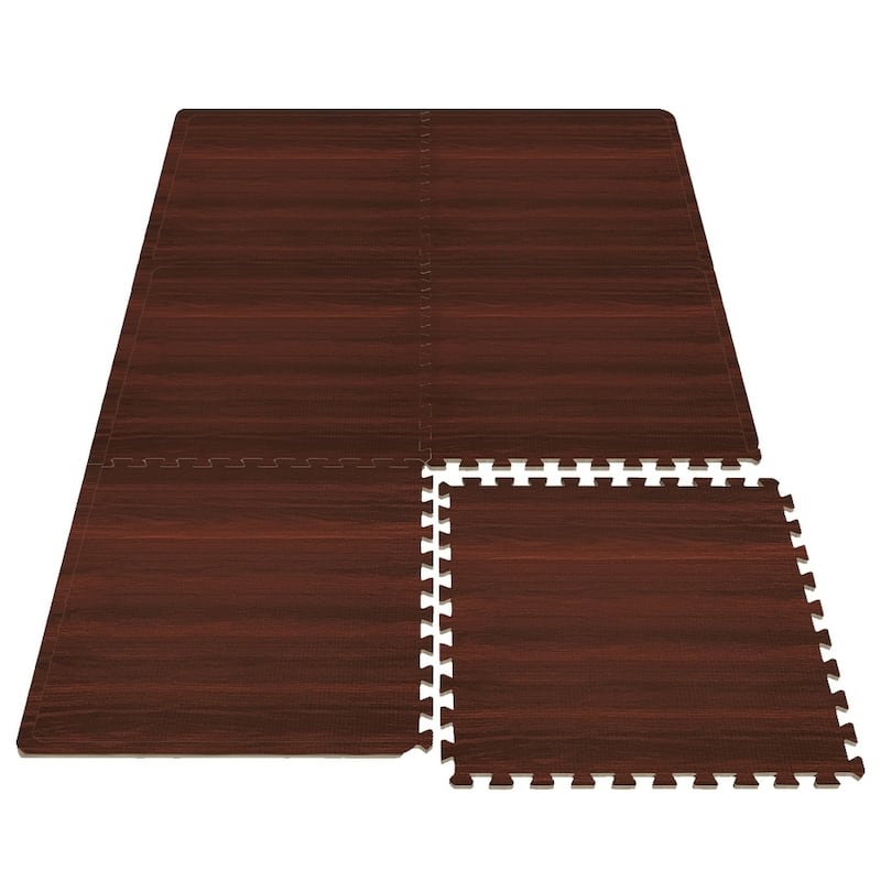 Sorbus Interlocking Floor Mat - Wood Grain Print