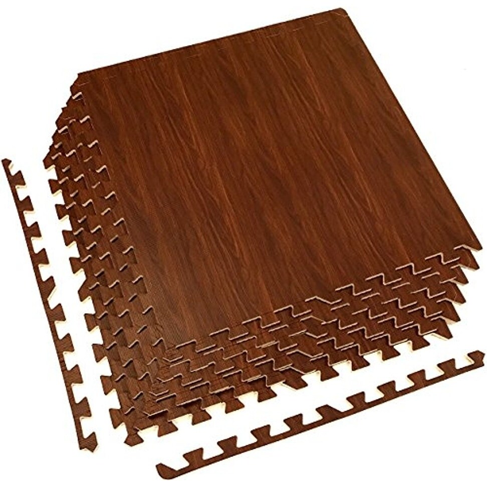 Light Oak Wood Grain Interlocking EVA Foam Floor Mats (100 Sq. Ft