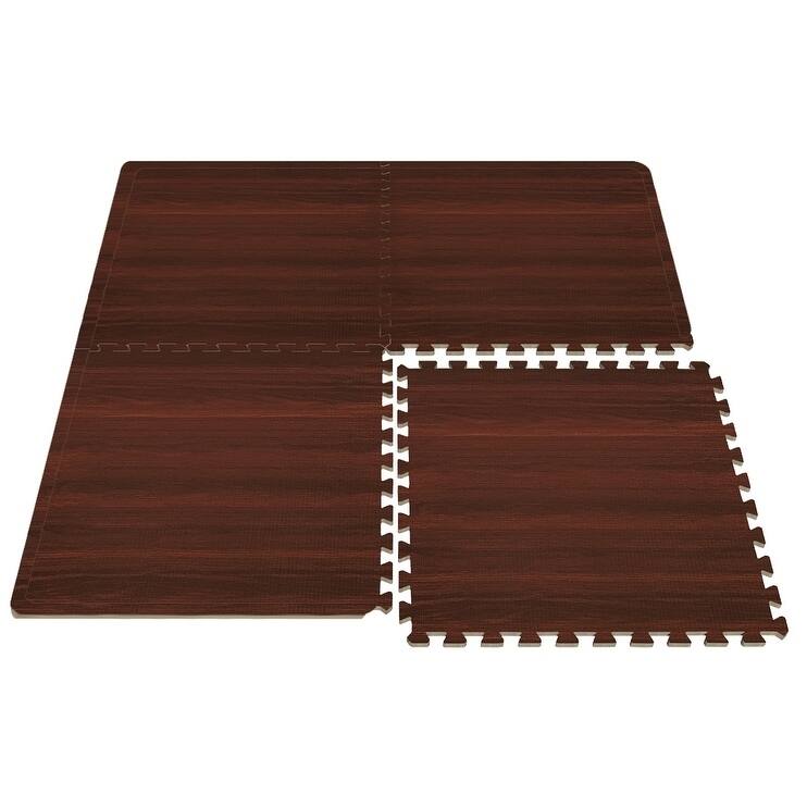 Sorbus Interlocking Floor Mat - Wood Grain Print