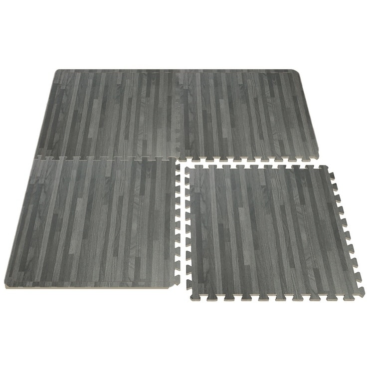 Sorbus Interlocking Floor Mat - Wood Grain Print