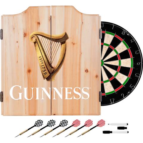 Guinness Dart Cabinet Set with Darts and Board - Harp