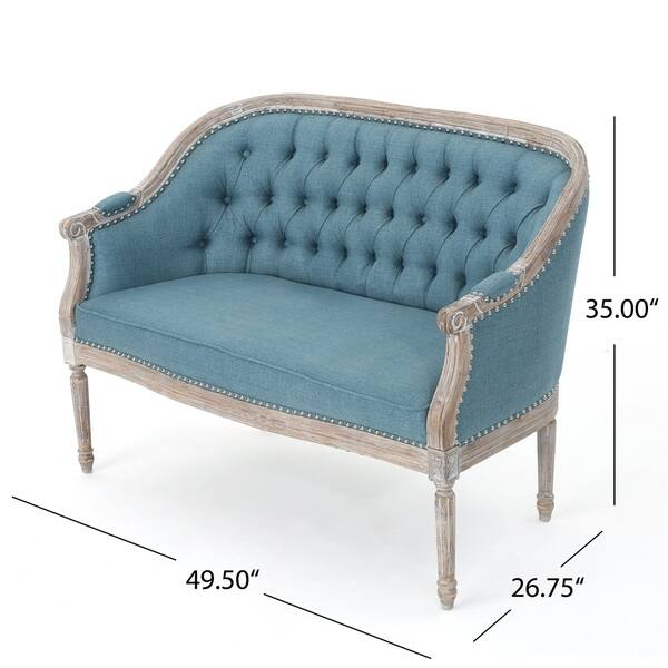 dimension image slide 1 of 5, Faye Tufted Upholstered Loveseat by Christopher Knight Home