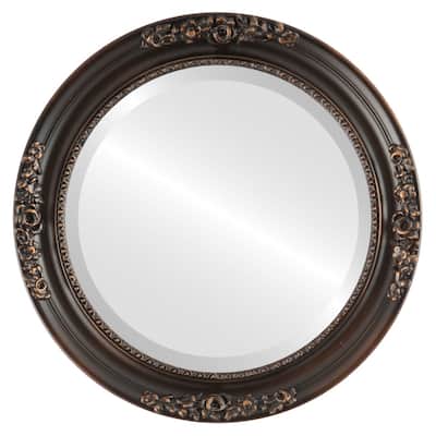 Versailles Framed Round Mirror in Rubbed Bronze - Antique Bronze