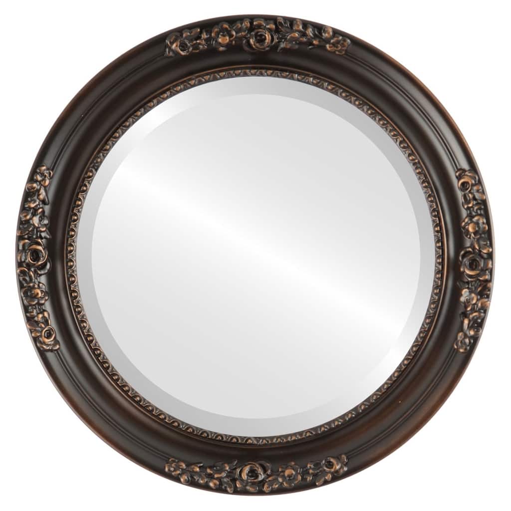 Versailles Framed Round Mirror in Rubbed Bronze - Antique Bronze