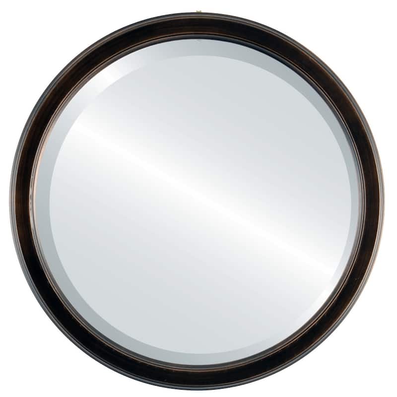 Toronto Framed Round Mirror in Rubbed Bronze - Antique Bronze
