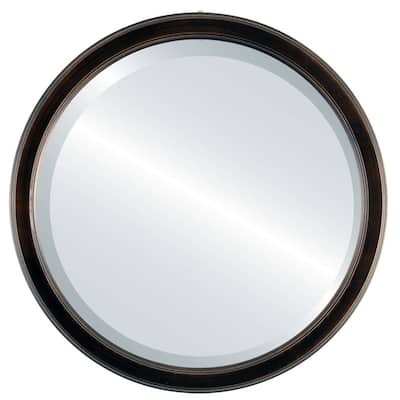 Toronto Framed Round Mirror in Rubbed Bronze - Antique Bronze