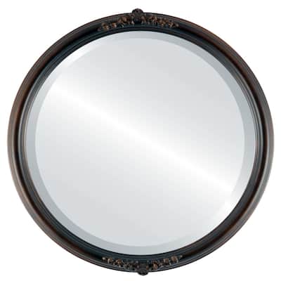 Contessa Framed Round Mirror in Rubbed Bronze - Antique Bronze