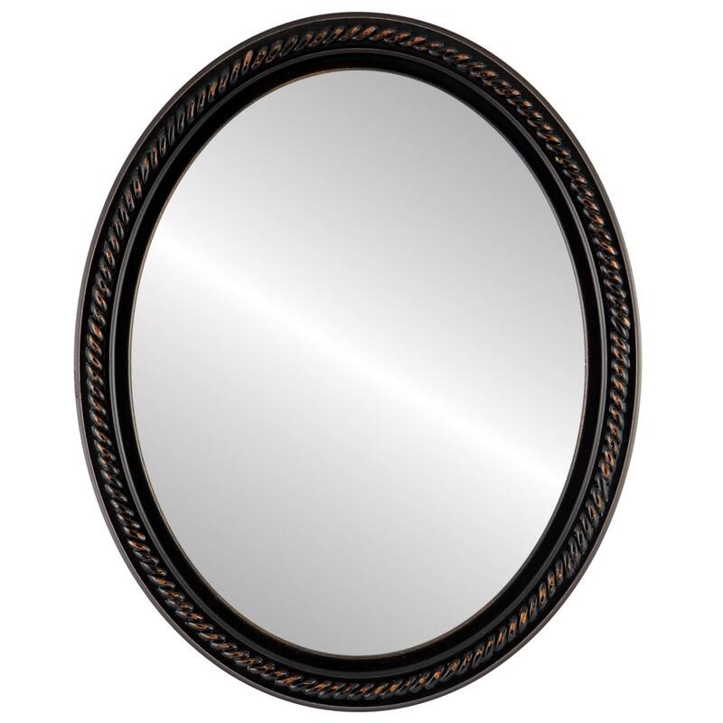 Santa Fe Framed Oval Mirror in Rubbed Bronze - Antique Bronze