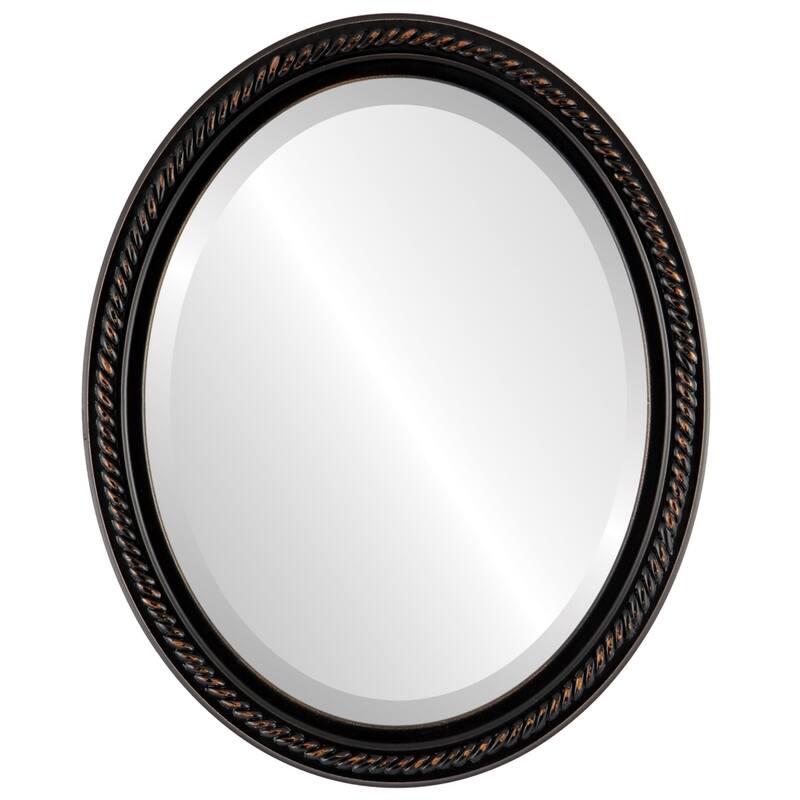Santa Fe Framed Oval Mirror in Rubbed Bronze - Antique Bronze