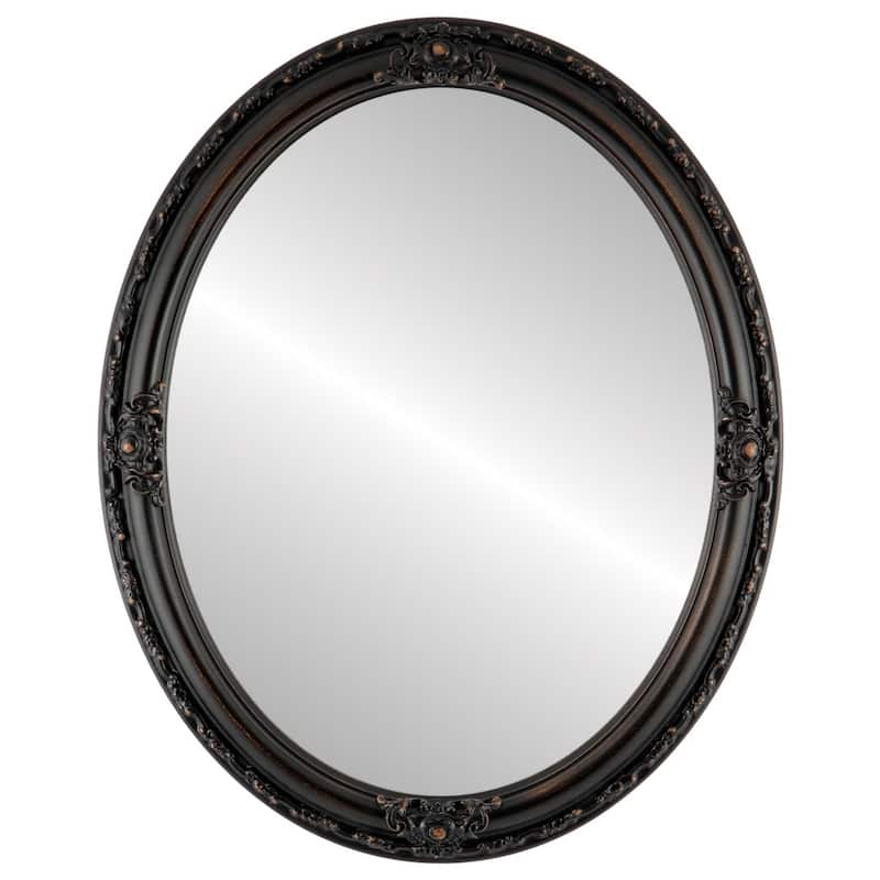 Jefferson Framed Oval Mirror in Rubbed Bronze - Antique Bronze