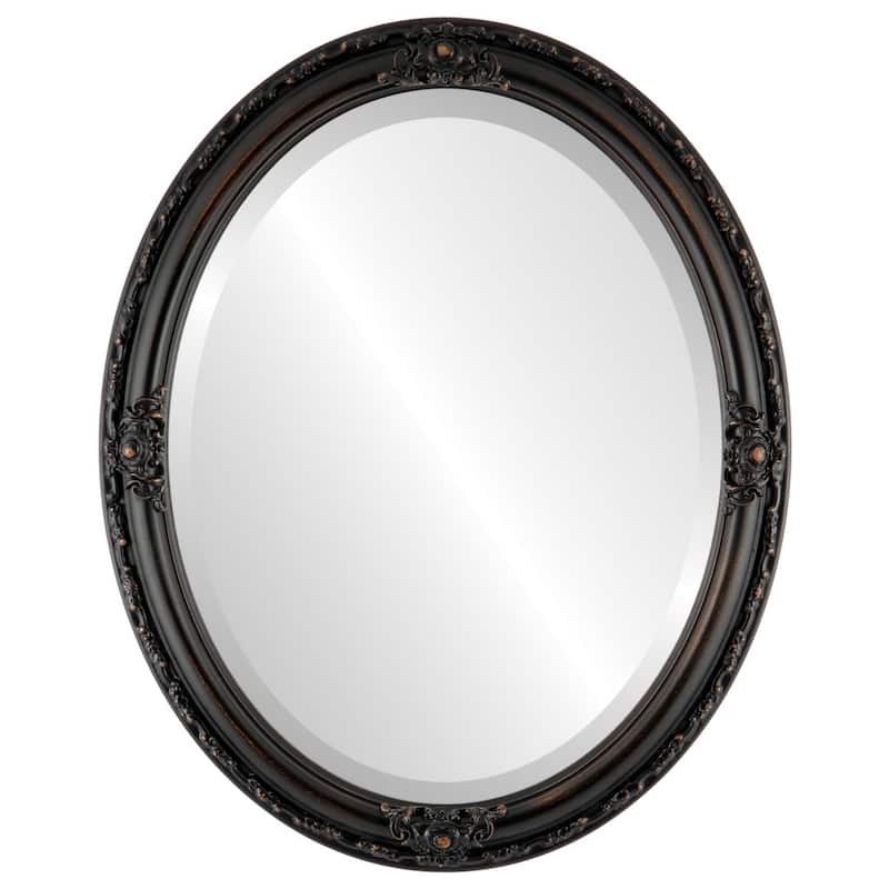 Jefferson Framed Oval Mirror in Rubbed Bronze - Antique Bronze