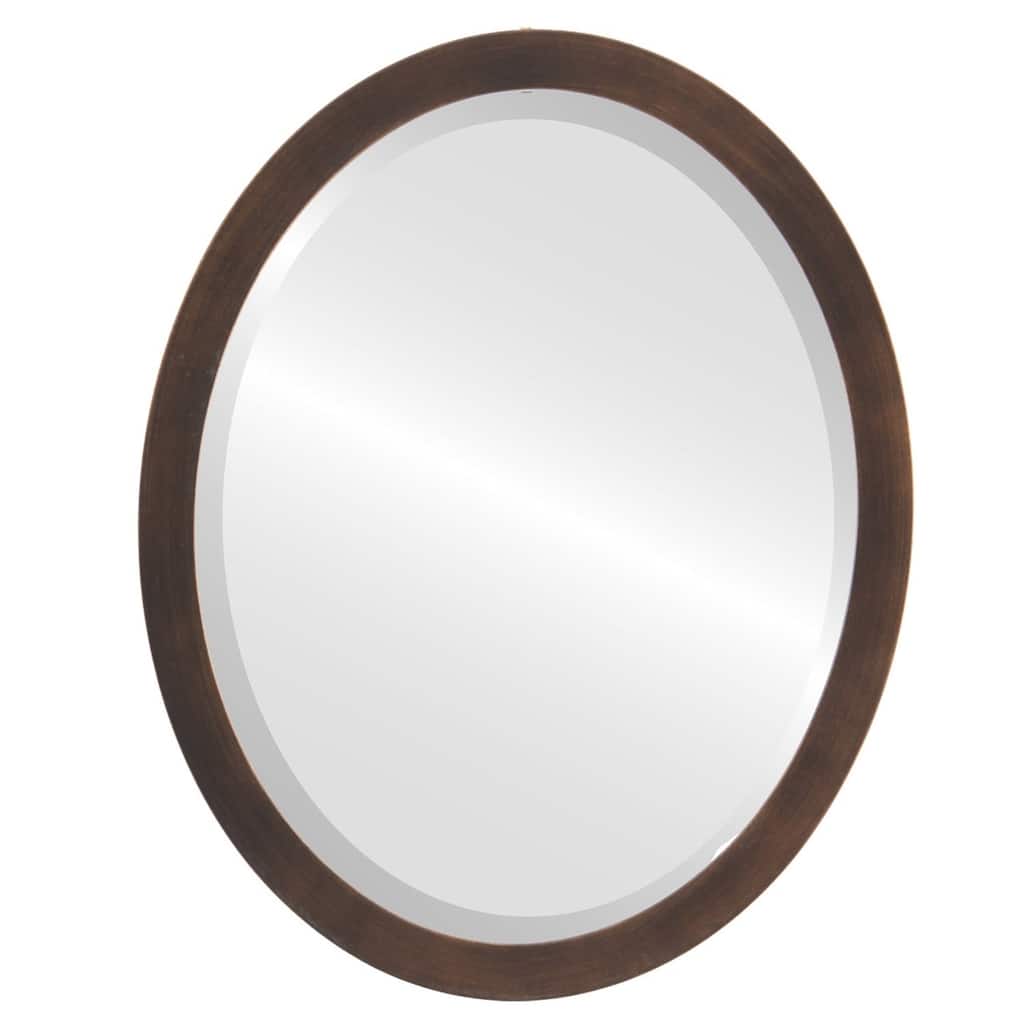 Manhattan Framed Oval Mirror in Rubbed Bronze - Antique Bronze