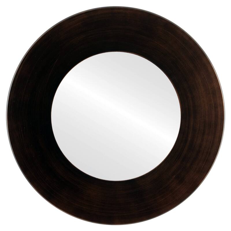 Boulevard Framed Round Mirror in Rubbed Bronze