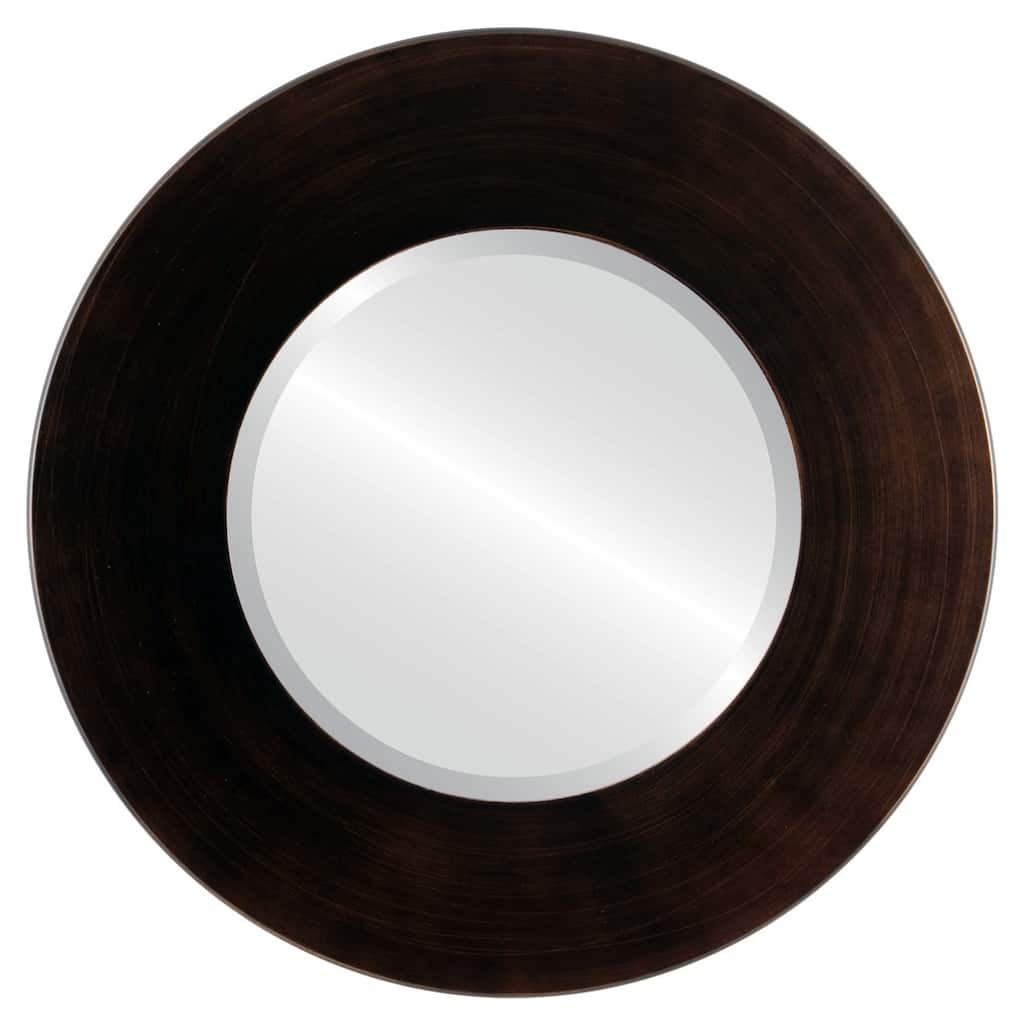 Boulevard Framed Round Mirror in Rubbed Bronze