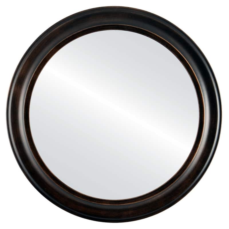 Messina Framed Round Mirror in Rubbed Bronze - Antique Bronze