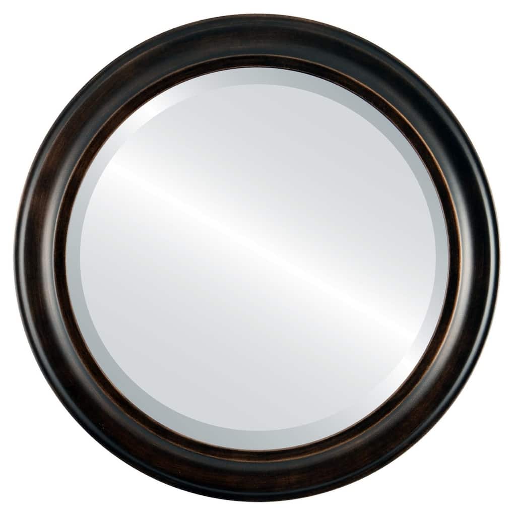 Messina Framed Round Mirror in Rubbed Bronze - Antique Bronze