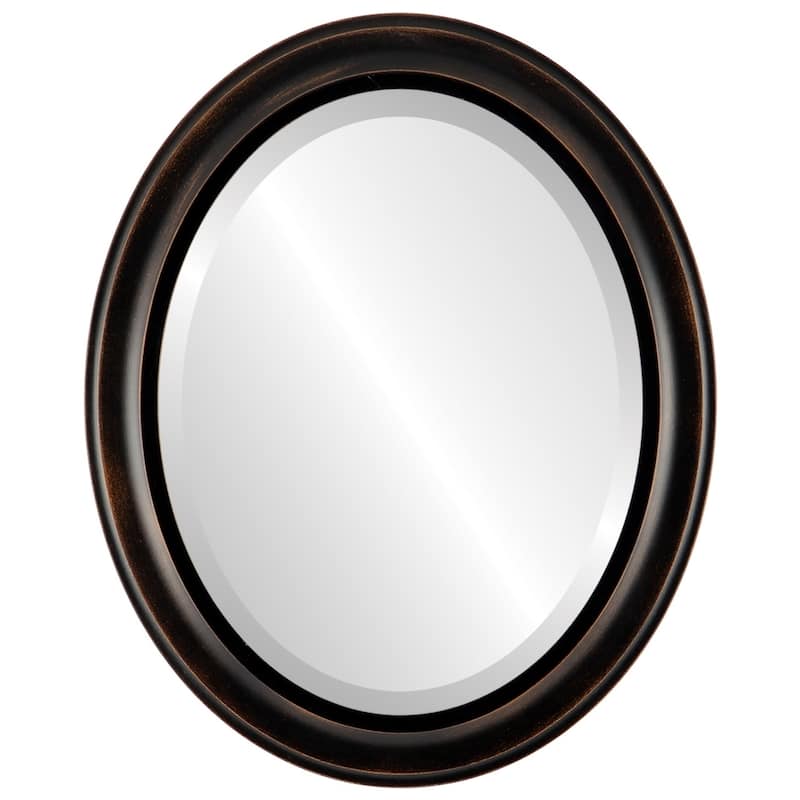 Messina Framed Oval Mirror in Rubbed Bronze - Antique Bronze