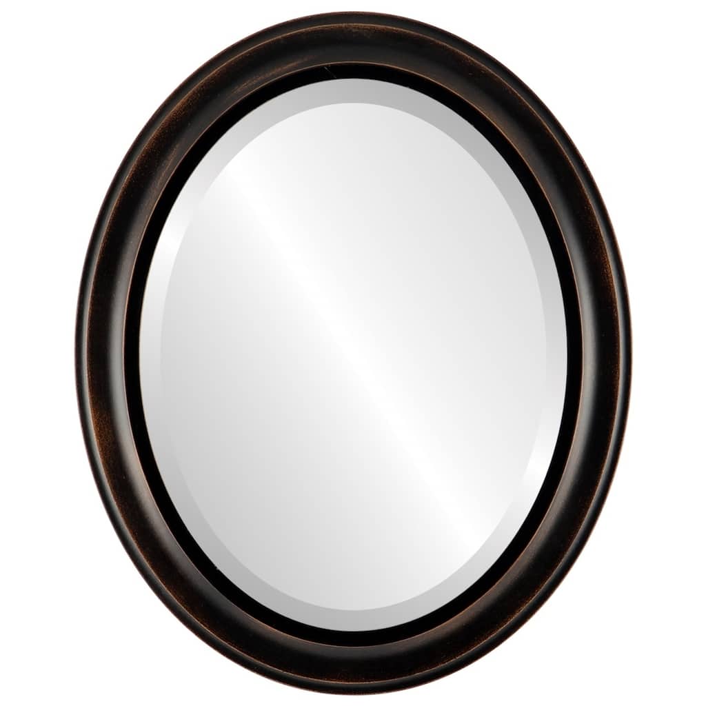 Messina Framed Oval Mirror in Rubbed Bronze - Antique Bronze