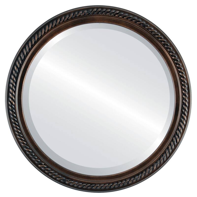 Santa Fe Framed Round Mirror in Rubbed Bronze - Antique Bronze - 20x20
