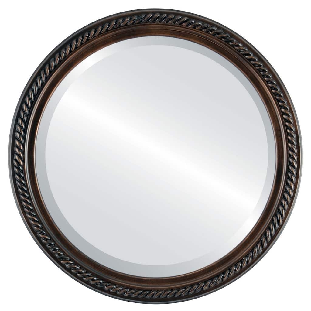 Santa Fe Framed Round Mirror in Rubbed Bronze - Antique Bronze