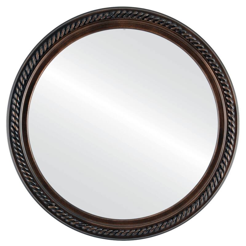 Santa Fe Framed Round Mirror in Rubbed Bronze - Antique Bronze