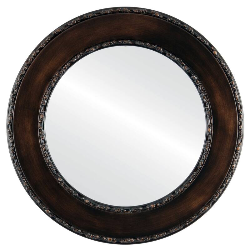 Paris Framed Round Mirror in Rubbed Bronze - Antique Bronze