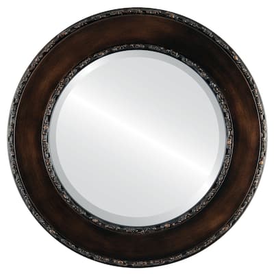 Paris Framed Round Mirror in Rubbed Bronze - Antique Bronze