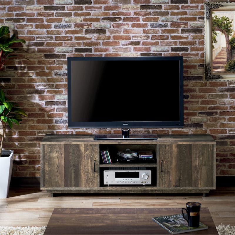 Vell Rustic Oak 63-inch Multi-functional Storage TV Console by Furniture of America