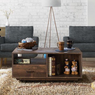 Mailer Rustic Reclaimed Oak Storage Coffee Table by FOA