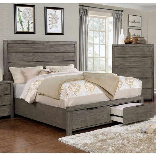 Shop Furniture Of America Crue Rustic Grey Storage Bed