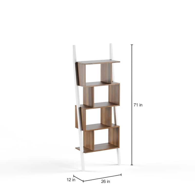 Lena Transitional Two-tone 5-Shelf Bookshelf Display Stand by Carson Carrington