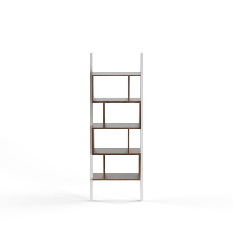 Lena Transitional Two-tone 5-Shelf Bookshelf Display Stand by Carson Carrington