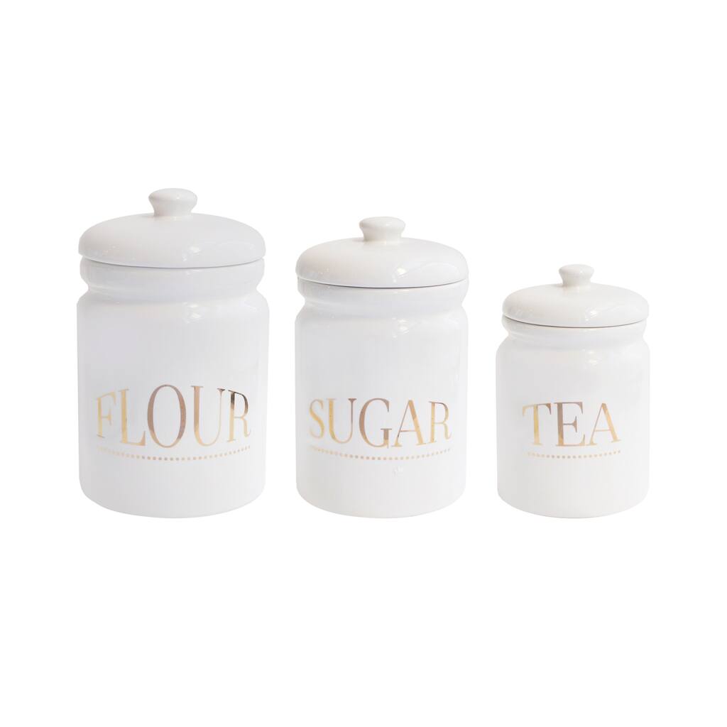 Pantry White/Gold Set of 3 Canisters