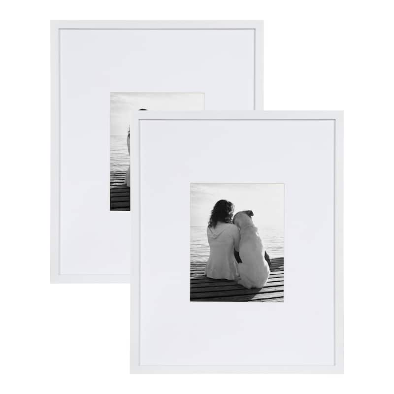 DesignOvation Gallery Wood Photo Frames - 16x20 matted to 8x10 - White