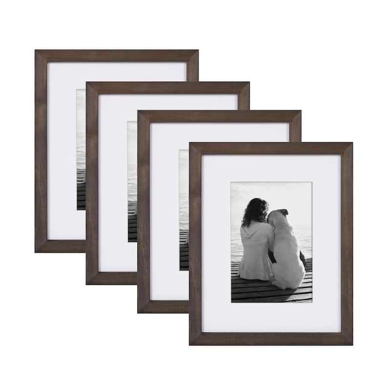 DesignOvation Gallery Wood Photo Frames - 8x10 matted to 5x7 - Grey