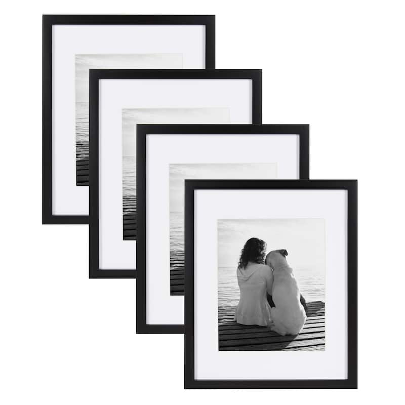 DesignOvation Gallery Wood Photo Frames - 11x14 matted to 8x10 - Black