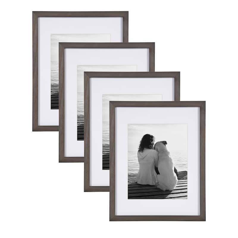 DesignOvation Gallery Wood Photo Frames - 11x14 matted to 8x10 - Grey