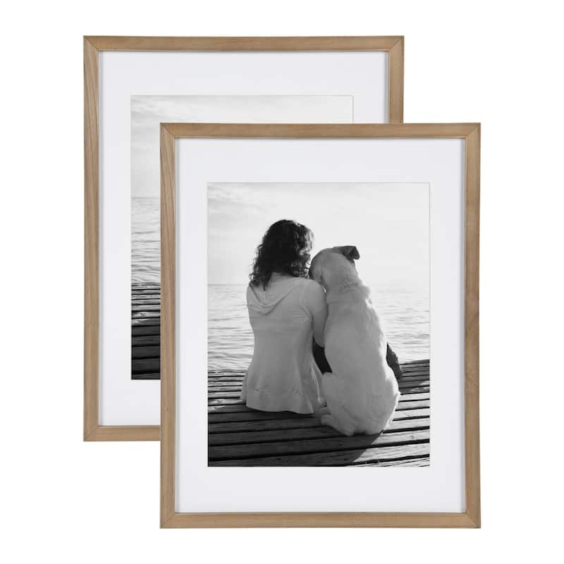 DesignOvation Gallery Wood Photo Frames - 14x18 matted to 11x14 - Brown