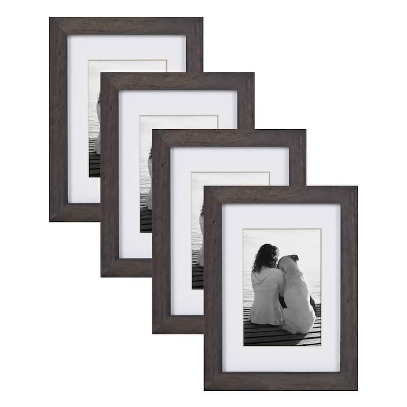 DesignOvation Gallery Wood Photo Frames - 5x7 matted to 3.5x5 - Grey