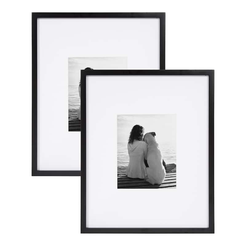 DesignOvation Gallery Wood Photo Frames - 16x20 matted to 8x10 - Black