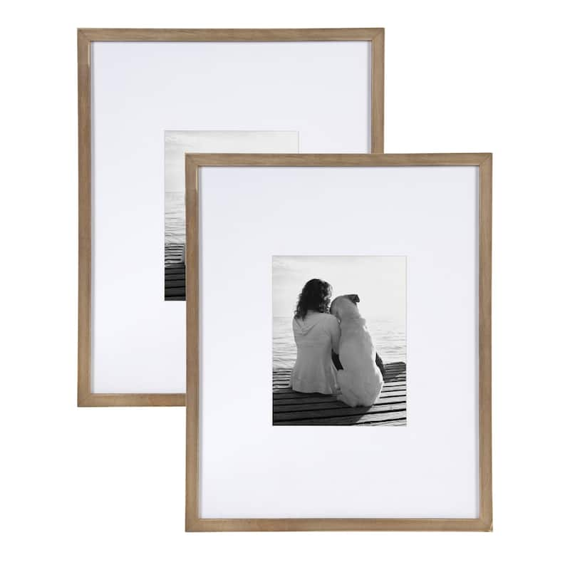 DesignOvation Gallery Wood Photo Frames - 16x20 matted to 8x10 - Brown